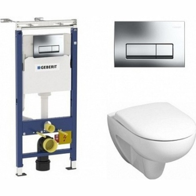 Комплект GEBERIT DUOFIX 458.125.21.1 UP100 с подвесным унитазом RENOVA 203050000 с сиденьем микролифт 573025000