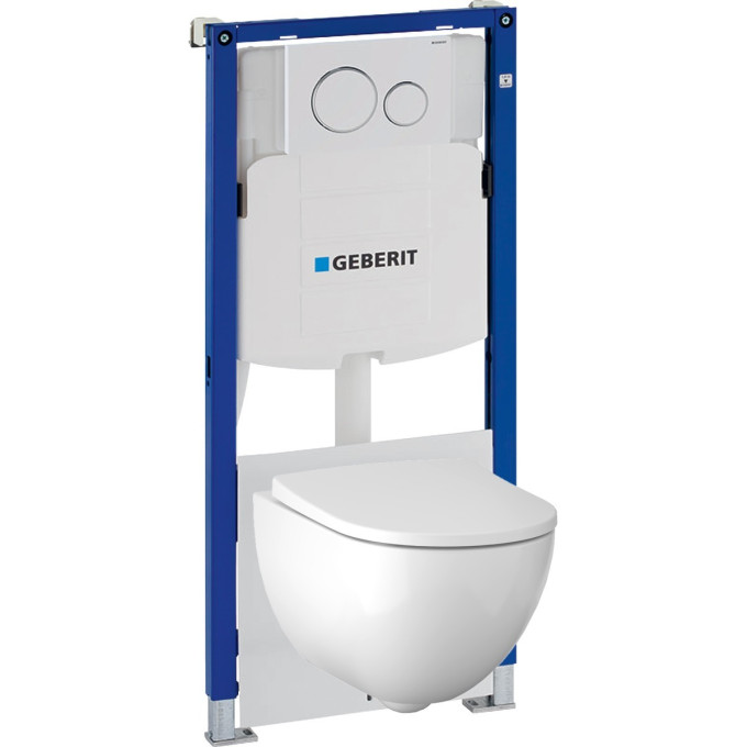 Комплект инсталляция GEBERIT DUOFIX SIGMA 500.301.KJ.A с подвесным унитазом ACANTO с сиденьем микролифт и клавишей