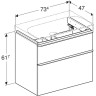 Тумба с раковиной GEBERIT SMYLE SQUARE 500.353.00.1-500.249.01.1 75 см белый