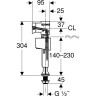 Впускной клапан GEBERIT IMPULS BASIC 340 136.726.00.1 подвод воды снизу 1/2